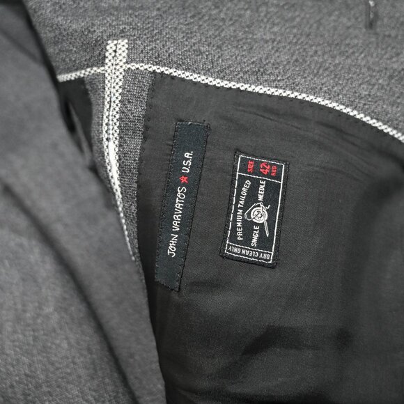 John Varvatos Size 42R 100% Wool Soho Fit Heather Gray Blazer - Picture 6 of 9